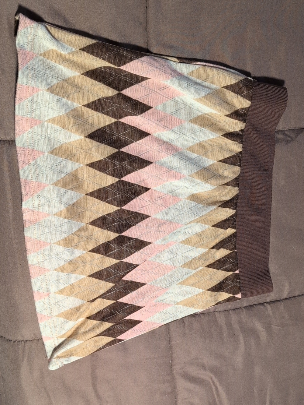 Jolie Argyle Mini Skirt in Brown, Pink & Cream